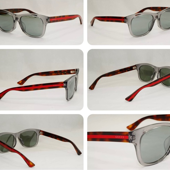 GUCCI GREY TRANSPARENT FRAMES WITH GUCCI COLORS ON ARMS WITH GREY MIRROR LENSES - Picture 6 of 16